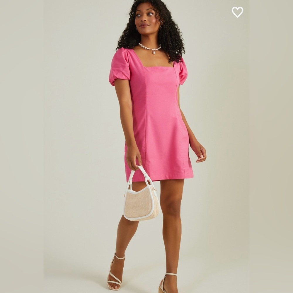 NWT Altar’d State Maura Puff Sleeve Dress Small Pink